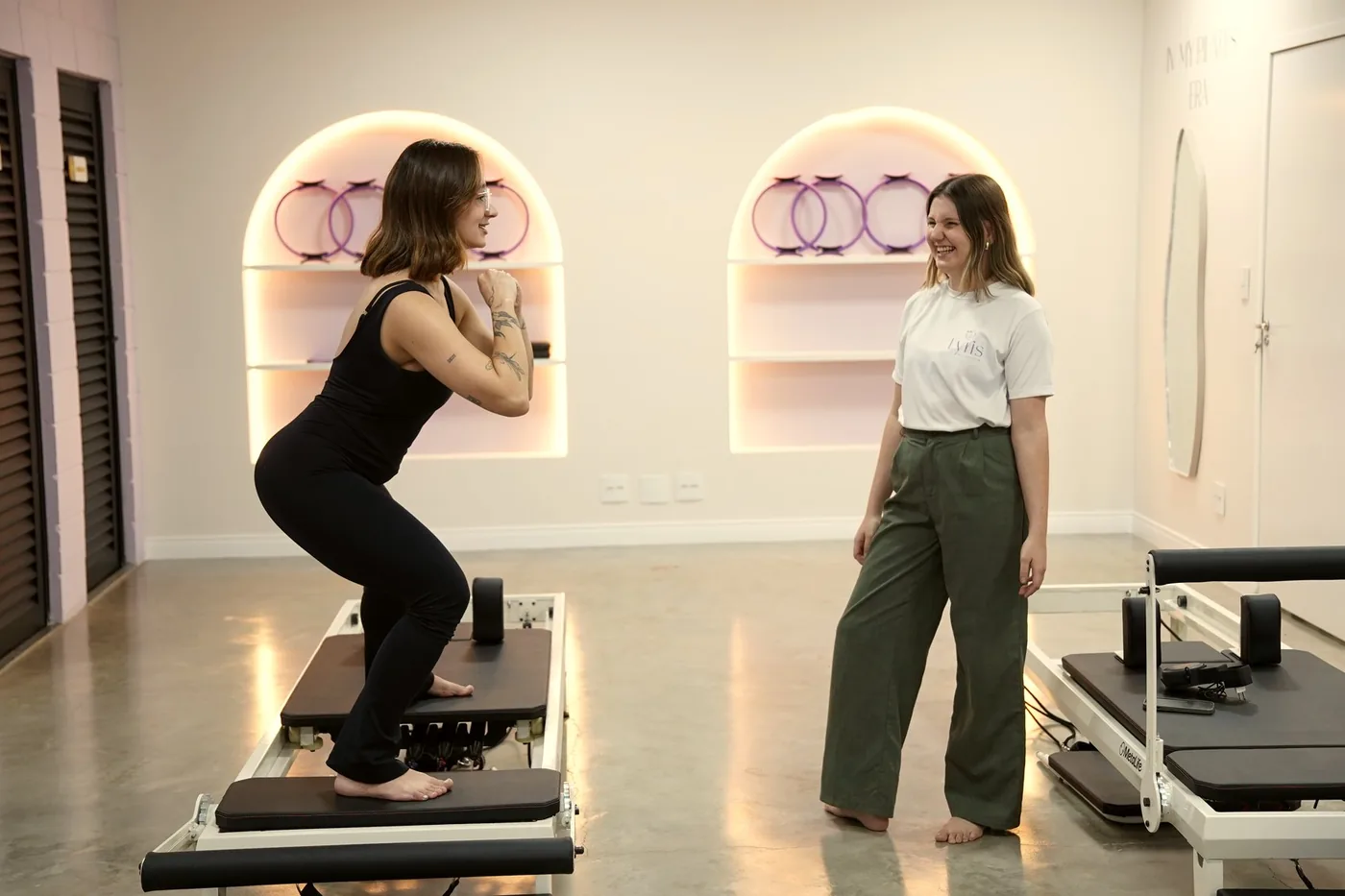 Aula de pilates no estúdio do Lyris Wellness Club
